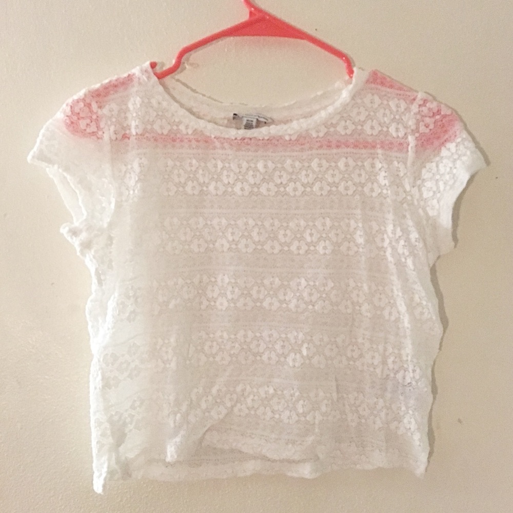 American Eagle white lace top size small